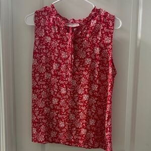 LOFT Red Floral Sleeveless Blouse